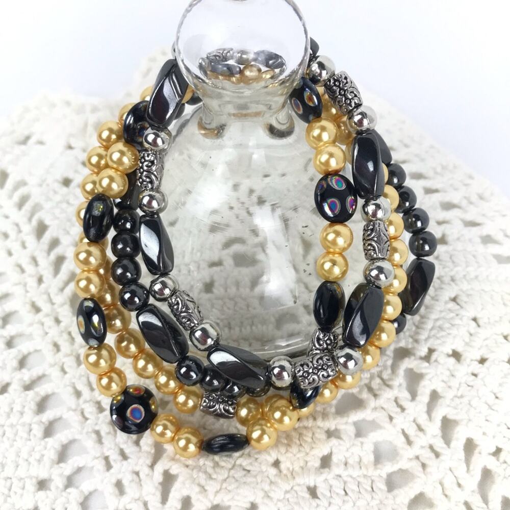 Hematite Stackable Meditation Chakra Bracelets
